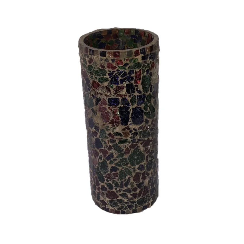 Multi-shaded Mosaic Cylindrical Glass High Quality Handmade Tabletop Home Decor/Wedding Decoration centerpieces Flower Vase