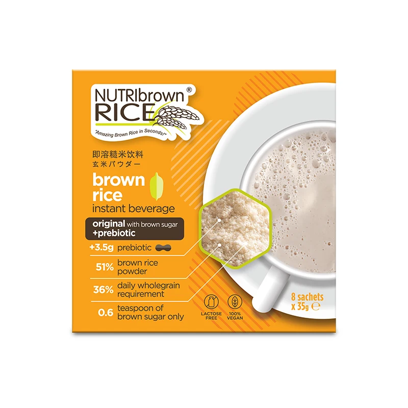 Оригинальный коричневый сахар и предварительно биотический коричневый рис, мгновенный напиток можно использовать в качестве замены здоровой пищи