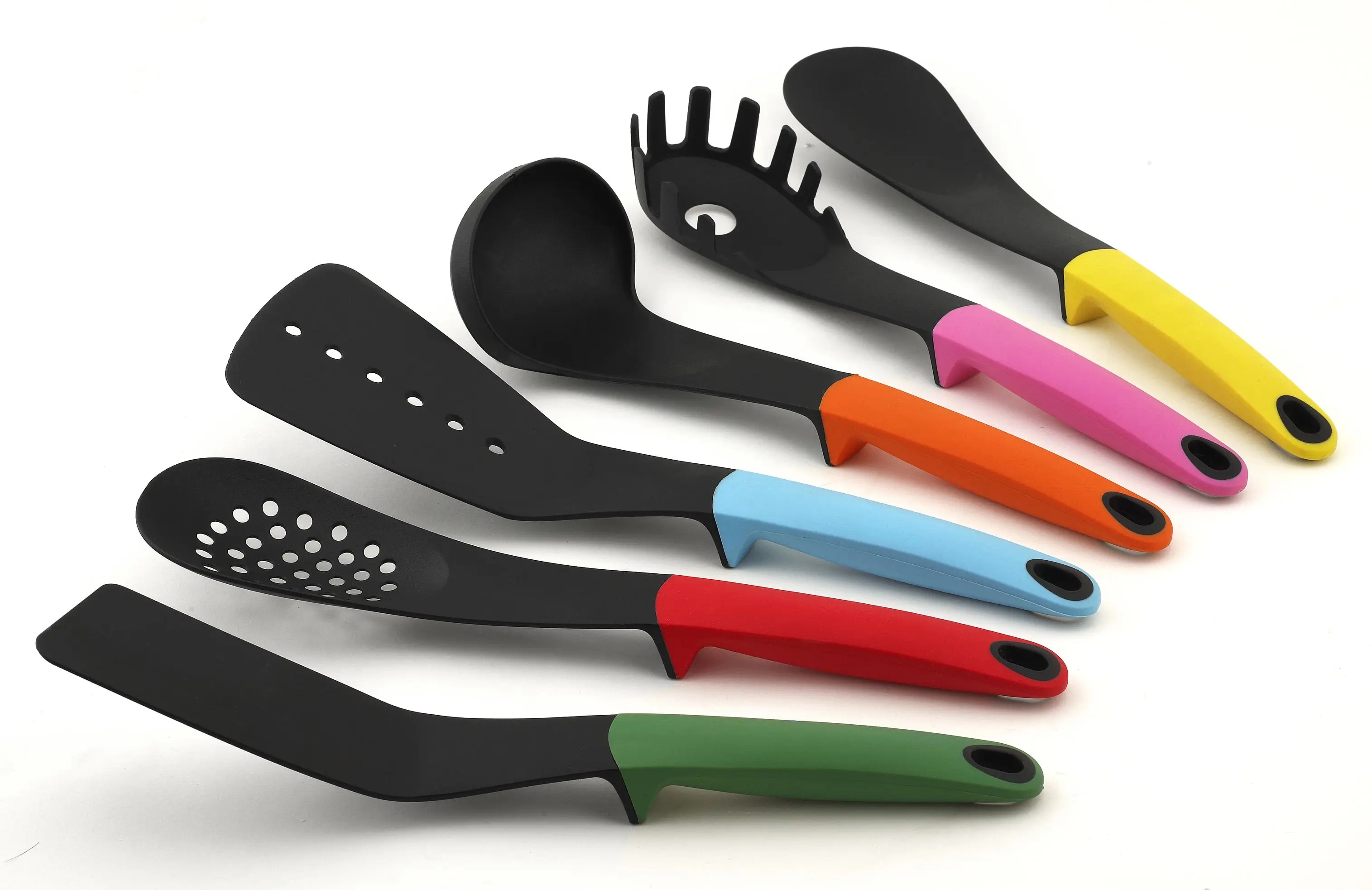 Yangjiang Factory, Set of 7, Nylon Kitchen Utensils with PP & TPR handle, plastic kitchenware, ODM brand