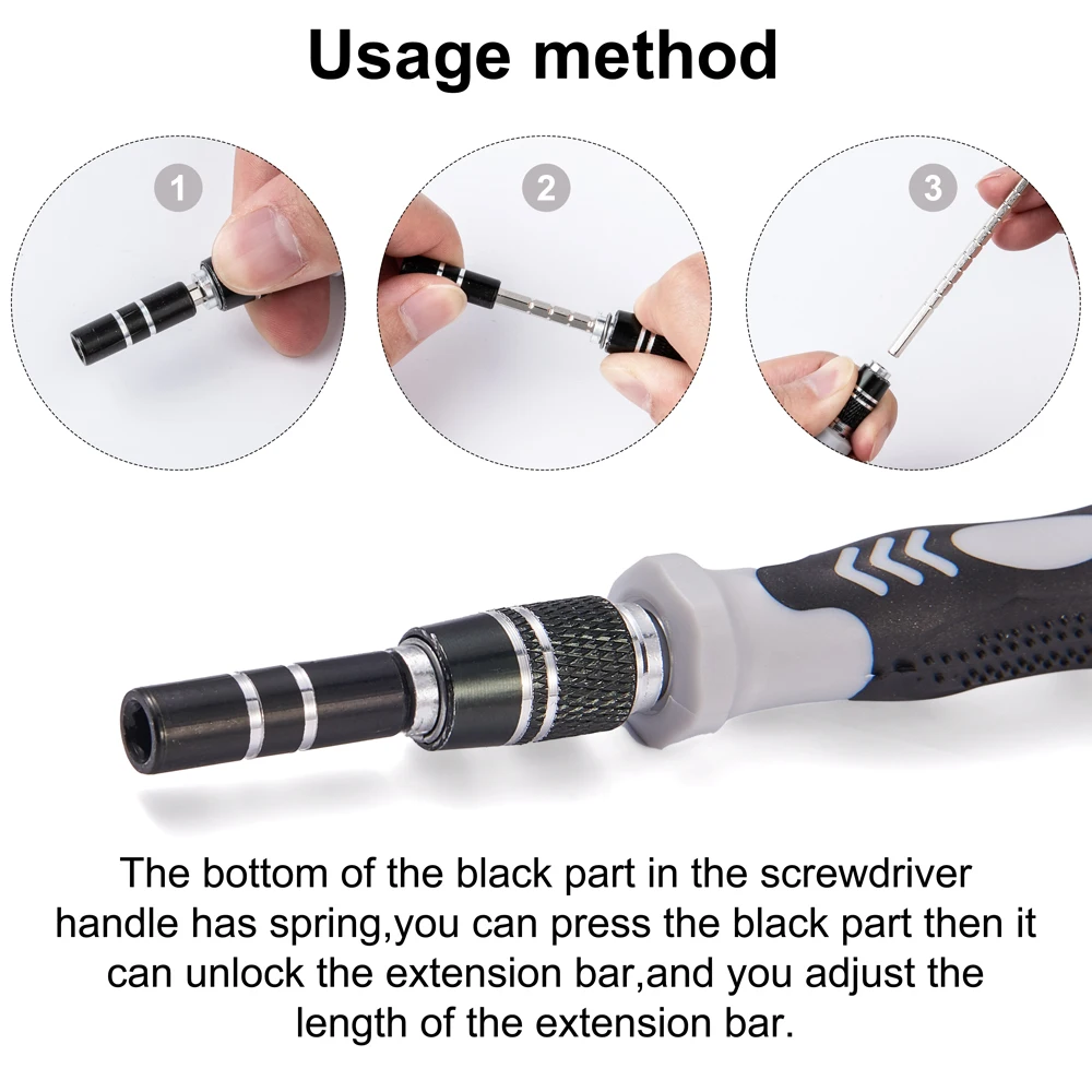 135 in 1 Multifunction Precision Screwdriver Set with Adjustable Extension Rod, Tweezers Tool Set
