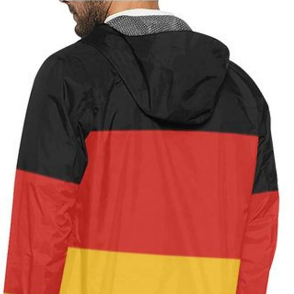 Comfortable Men Full Zip German Flag Color Windbreaker Jacket