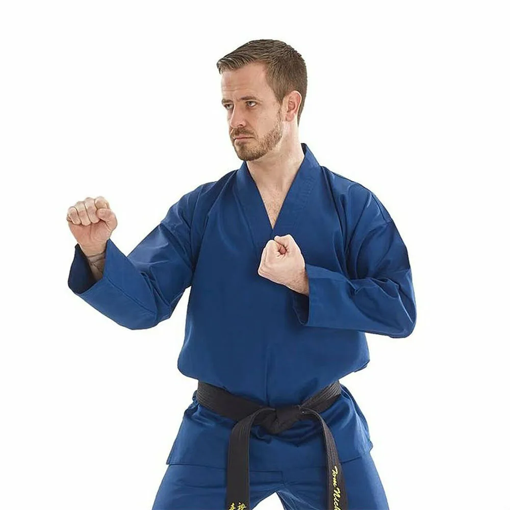 Индивидуальные цвета униформа для тхэквондо традиционный синий костюм взрослых студентов Тхэ Квон до добок одобренная черная одежда с V-образным вырезом