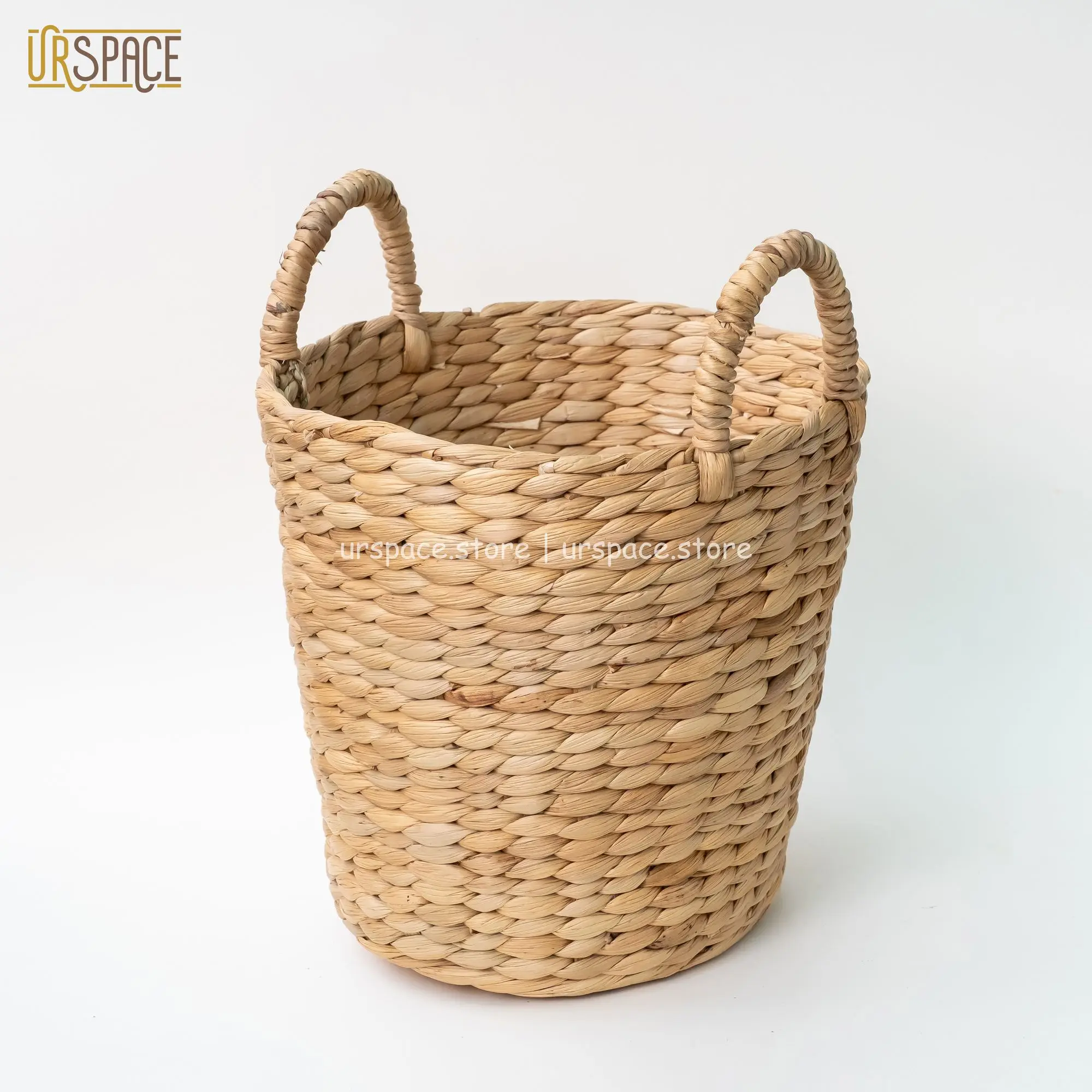 Ring handles braids easily to carry supple thick basket organization Hand-woven Water Hyacinth Storage Basket from Vietnam