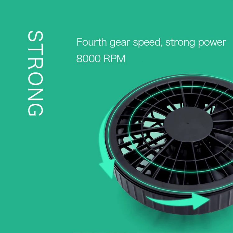 7.4v air cooling fan with 5200mAh battery pack for clothes summer cloth fans