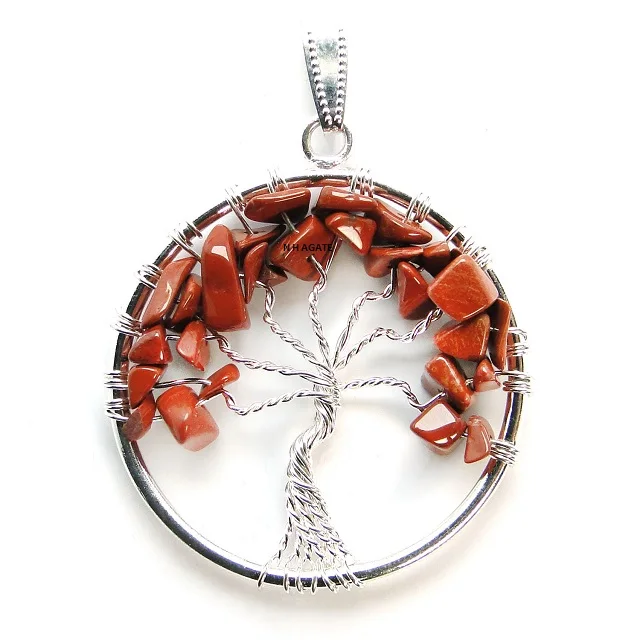 7 Chakra Stones Natural Stone Quartz Tree of Life Pendant for Women Men Healing Crystal Necklace Pendants Reiki Jewelry