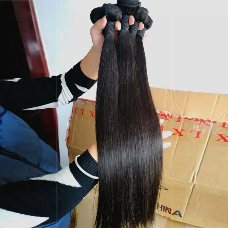 32 34 36 38 40 Inch Raw Indian Straight Hair Weave,Peruvian 100% Human Hair Weft,Super Long Mink Brazilian Human Hair Bundle