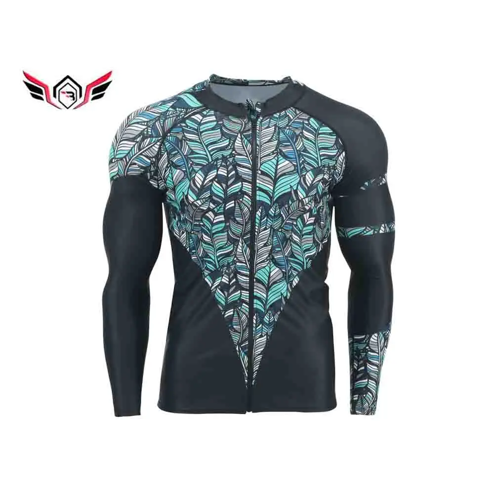 Custom Printed Short Sleeve Sun Protection Surfing Shirt Men OEM Design Your Own Rash Guard