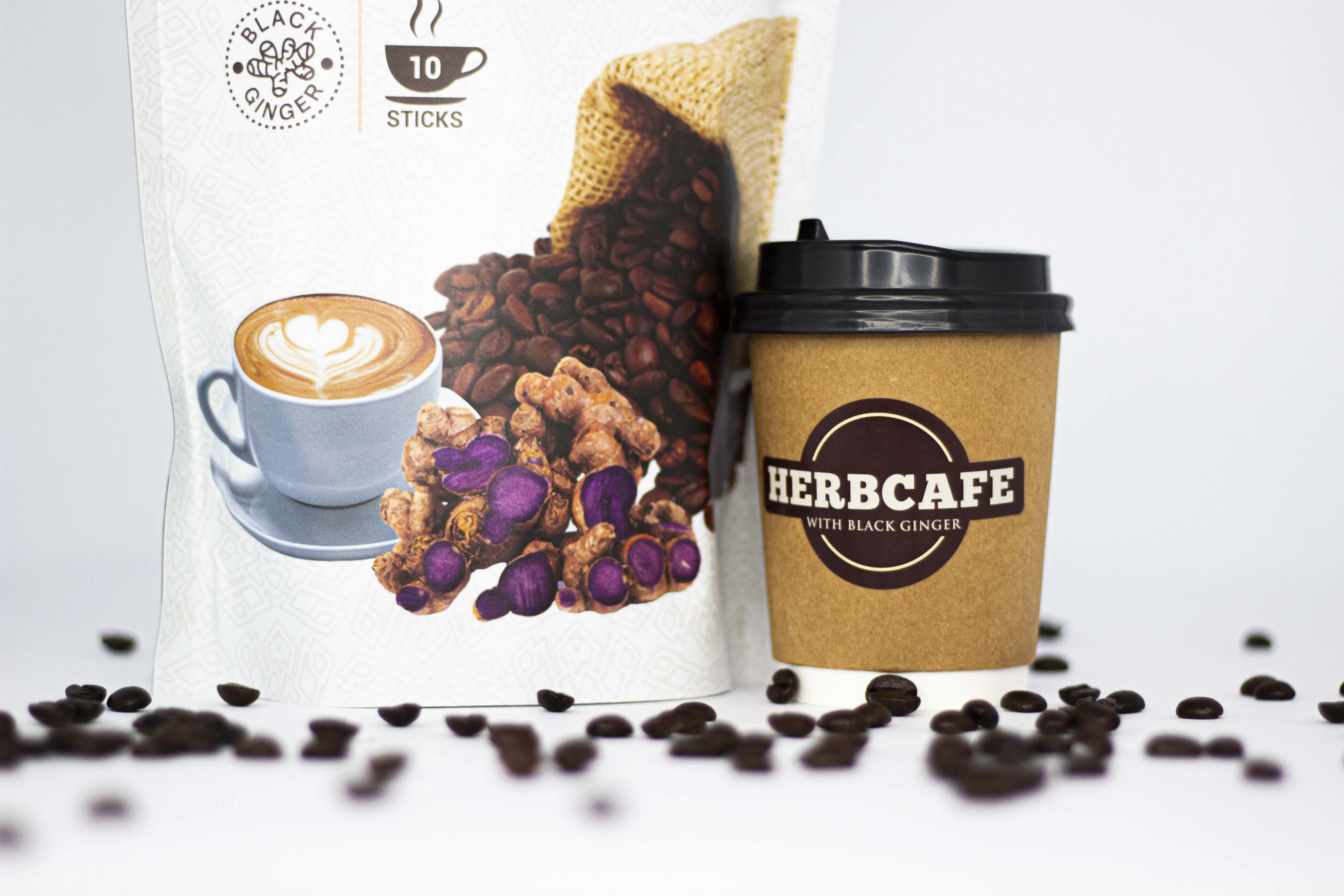 Manufacturer Healthy Instant Coffee Herbcafe Black Ginger aromatic coffee with rich and healthy taste 30g each pack Coffee