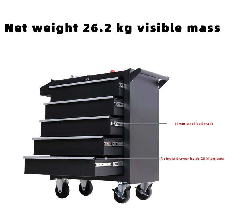 Metal Workshop Durable 5 Drawer Tool Trolley Tools Storage Cabinet