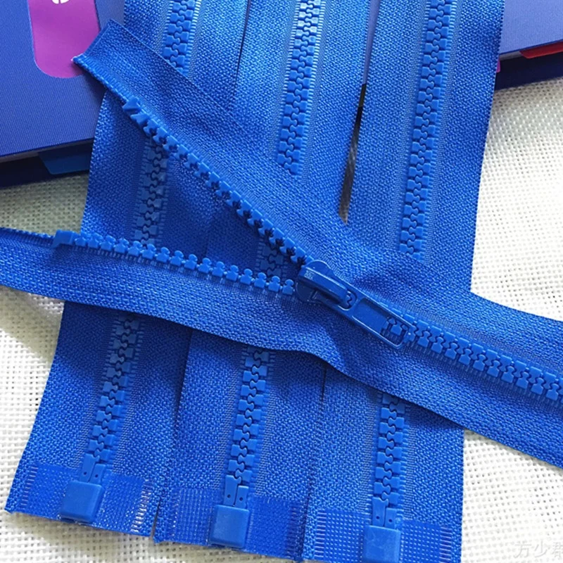 HOO blue 50/60/70cm 5# Zippers Open End Resin Zipper For Sewing Garments Long Coat Down Jacket