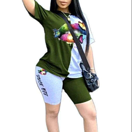 Women 2021 Custom Polyester fiber Summer Spring Leisure Printed Tight Outdoors Crew neck 25-29 years old 18-24 years old