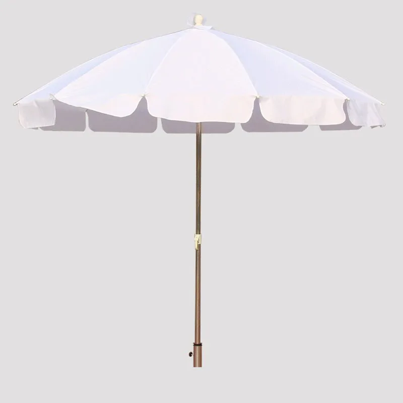 Custom Luxury Portable Vintage Wooden Pole Yellow Fringe Sun Outdoor Parasols Beach Umbrellas With Tassels