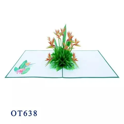 Bird Of Paradise Flowers 3D Pop Up Card Handicraft Flowers Greeting Paper Vietnam Blossom Flower Wholesale Handmade Kirigami