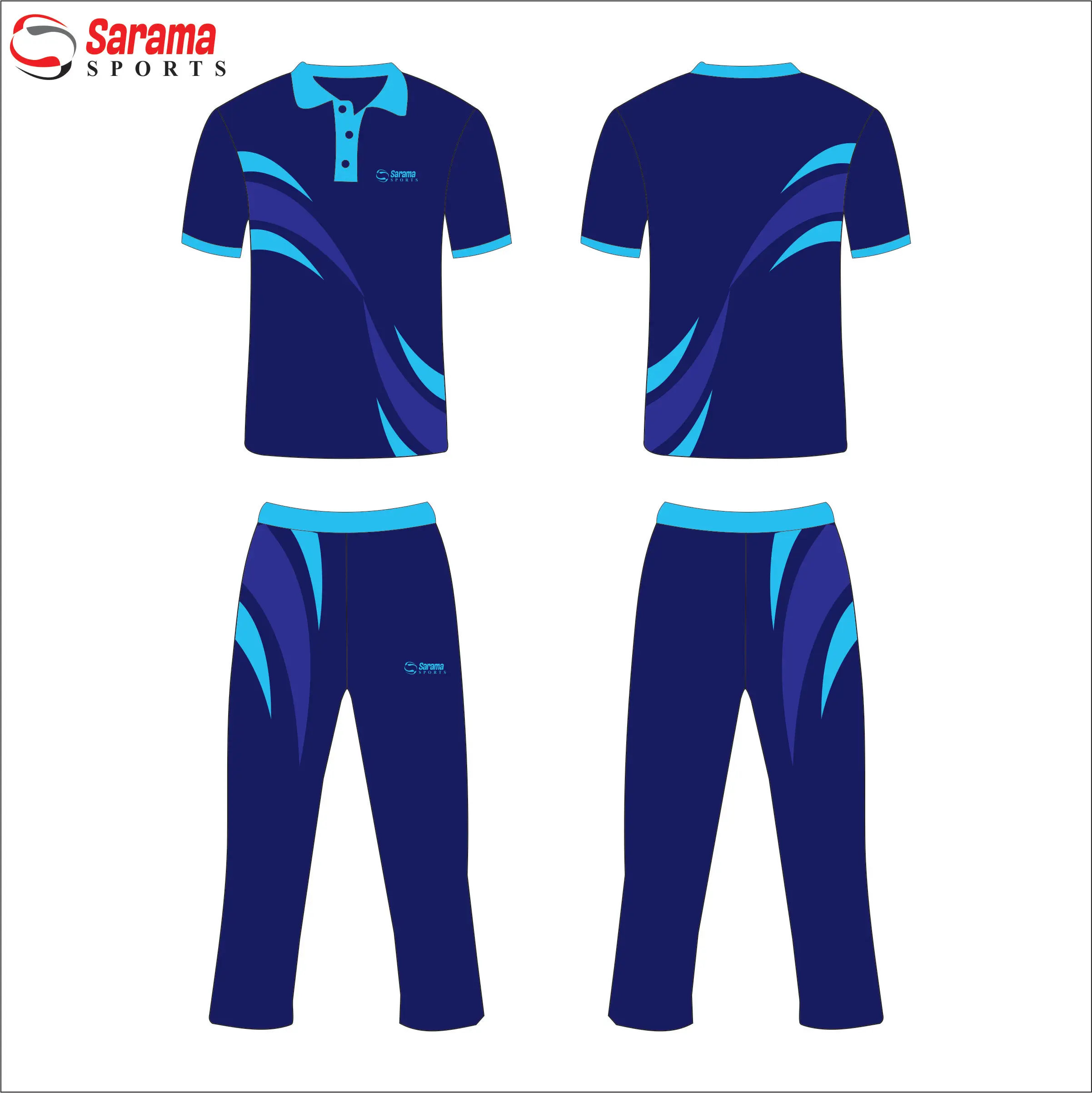 Sublimation sports t shirt designs Club uniforms cricket jersey set full hand Custom logo pattern