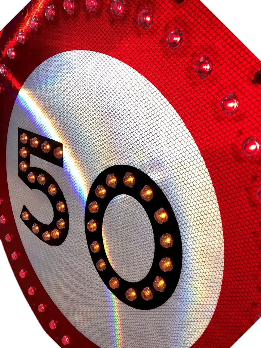 Solar LED Speed Limit Flashing Warning Sign with Speed Sensor