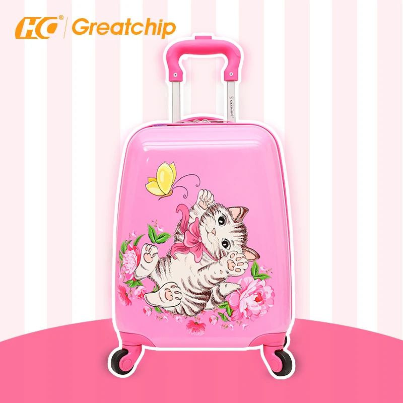 Children School Luggage 14 16 inch ABS PC Trolley Bags Kids Cute All Print Wheeled Backpack Suitcase