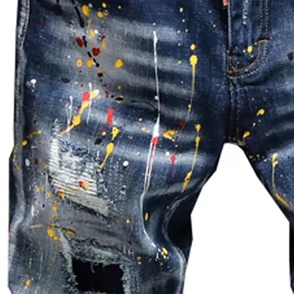 New Fashion Jeans Pants Wholesale Custom Logo Slim Fit Distressed Jeans Men Skinny Denim Jeans