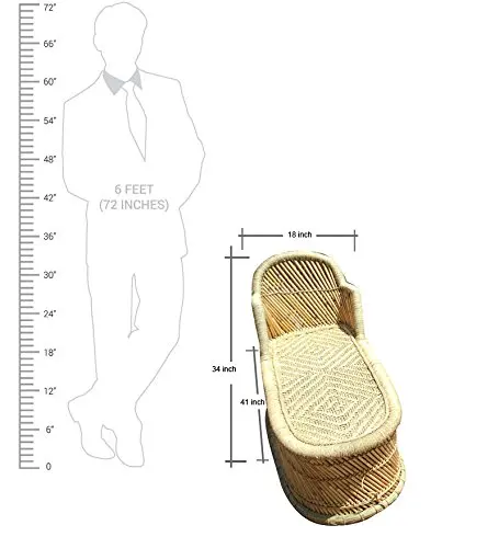 2024 Best Selling Eco- Friendly  Bamboo Cane Lightweight Sofa Lounger + Long Reclining Chair for  Beach Garden Backyard Terrace  Sale