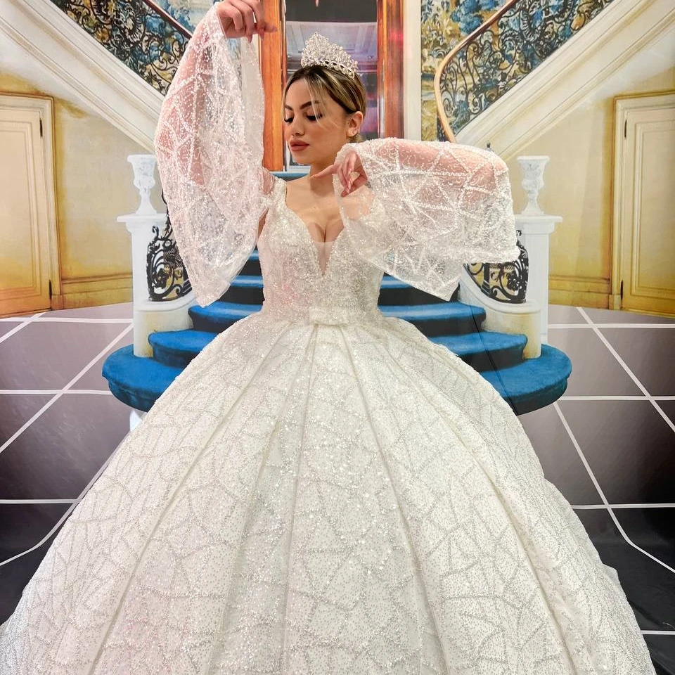 Turkish Woman Wedding Dress Bridal Gown Elegant Long Party Dress Evening Dress Chiffon Tulle Satin Luxury High Quality