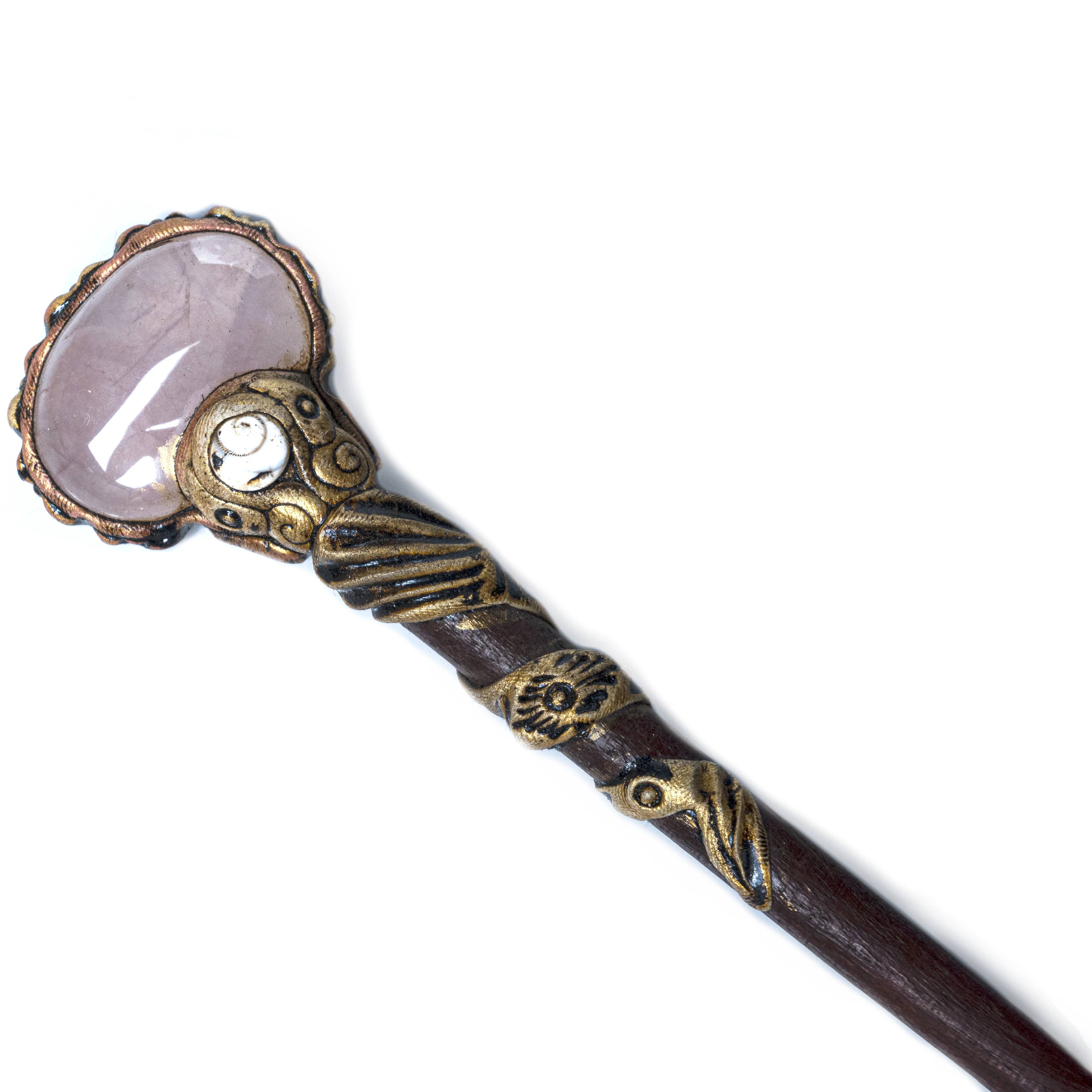 Rose Quartz Hair stick  Cut Out Oval Hair Bun Cover With Acetate Sticks For Women Hair Accessories