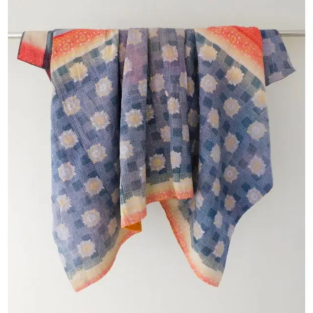 Богемное дизайнерское Двустороннее хлопковое винтажное одеяло ручной работы в стиле хиппи постельное белье сари Тканое покрывало kantha