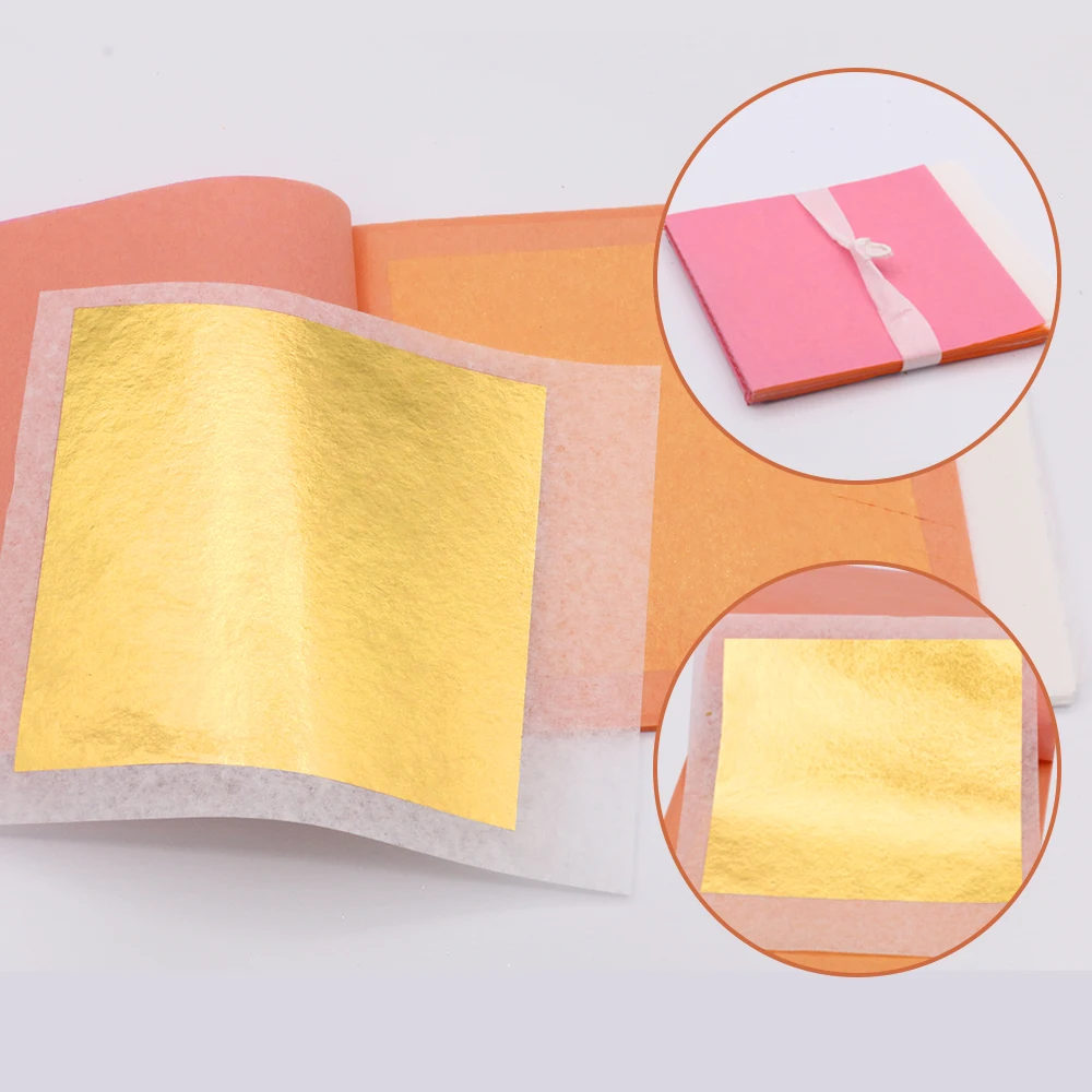 25 Sheets/ Transfer Pack 8 x 8 cm Genuine Pure Gold Leaf for Food Wine Decoration 24K Edible Gold Foil Paper