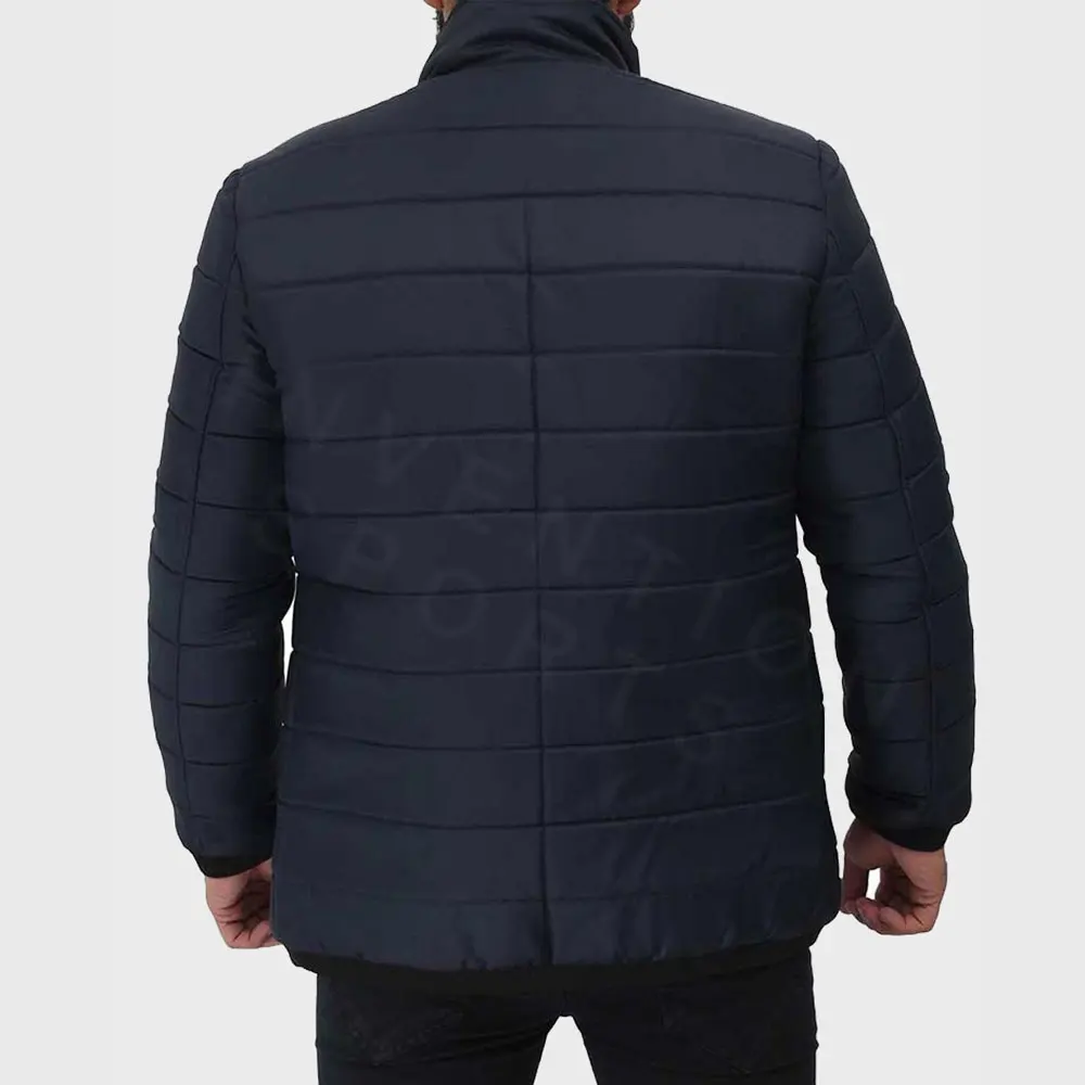 Coat Men Thin Down Quilted Puffer Bomber Polyester / Nylon Winter Padded Jacket