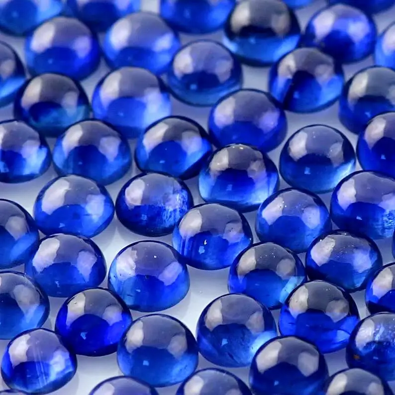 Natural Round Shape Smooth Blue Sapphire Loose Gemstone Polished Cabochon Making Jewelry wholesale price