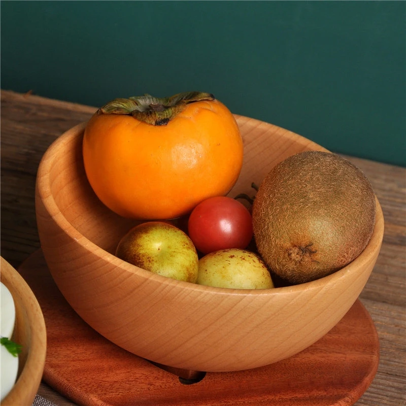 customizable design wooden acacia wooden soup bowl round large salad bowl