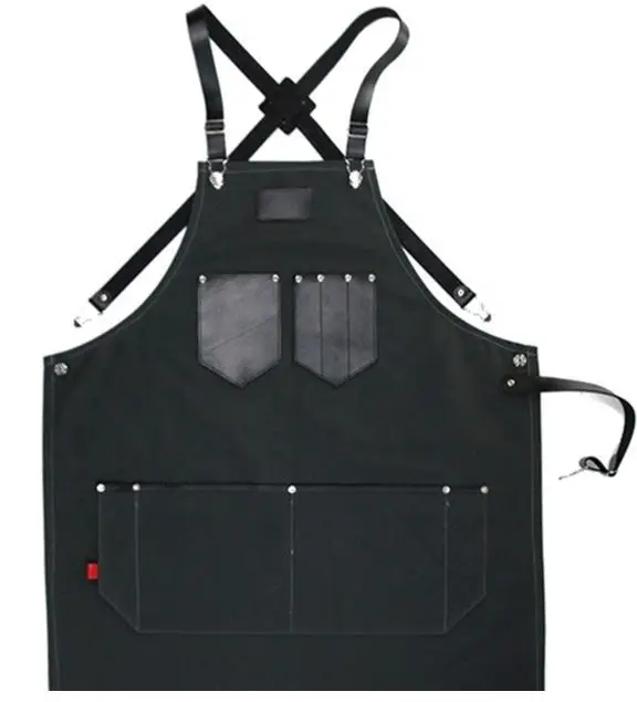 
Work Apron in Non-Waxed Canvas with Cross Straps Adjustable for Most Waist Sizes for Men Women Vintage Heavy Duty Apron for Butc 