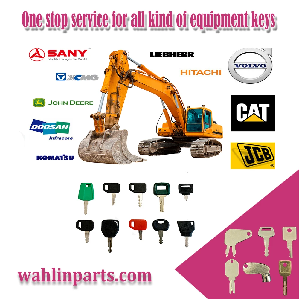 Equipment key 24pcs set famous brands Hitachi, Cat, Kubota, Komatsu, Bob-cat,JLG, Daewoo, JCB, Hyundai, IHI, Yammar