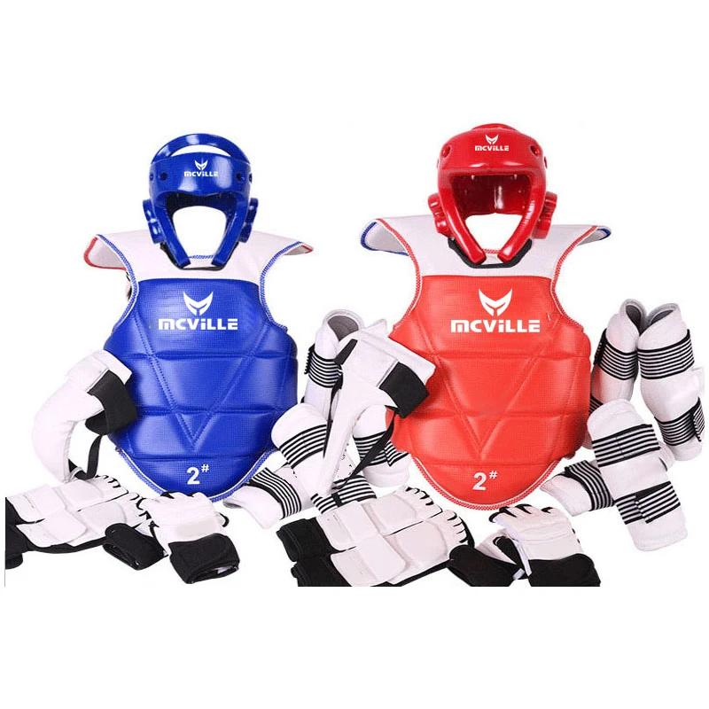 Taekwondo Five-piece Set Helmet Armor Kickboxing Guantes De Boxeo Boxing Glove Capacete Taekwondo Equipment Head Protector Spats