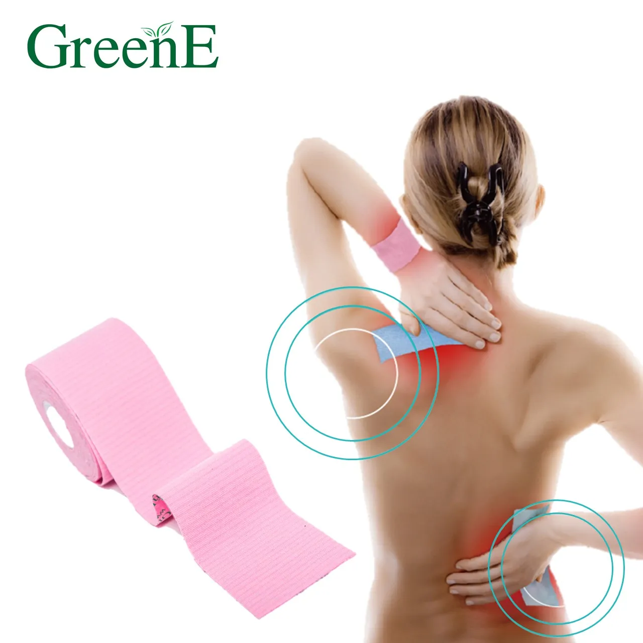 Мягкая акупунктурная обезболивающая лента GreenE 500 см-rol (розовая) для спортсменов