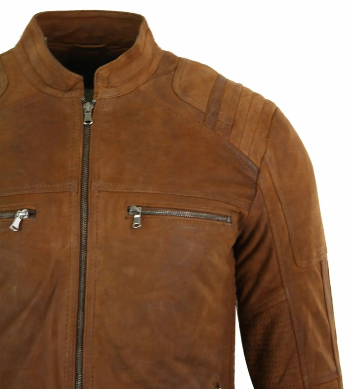 Top Quality Custom Suede Leather Jackets Motorcycle Brown Suede Bomber Jacket Mens Leather Motorcycle Jacket