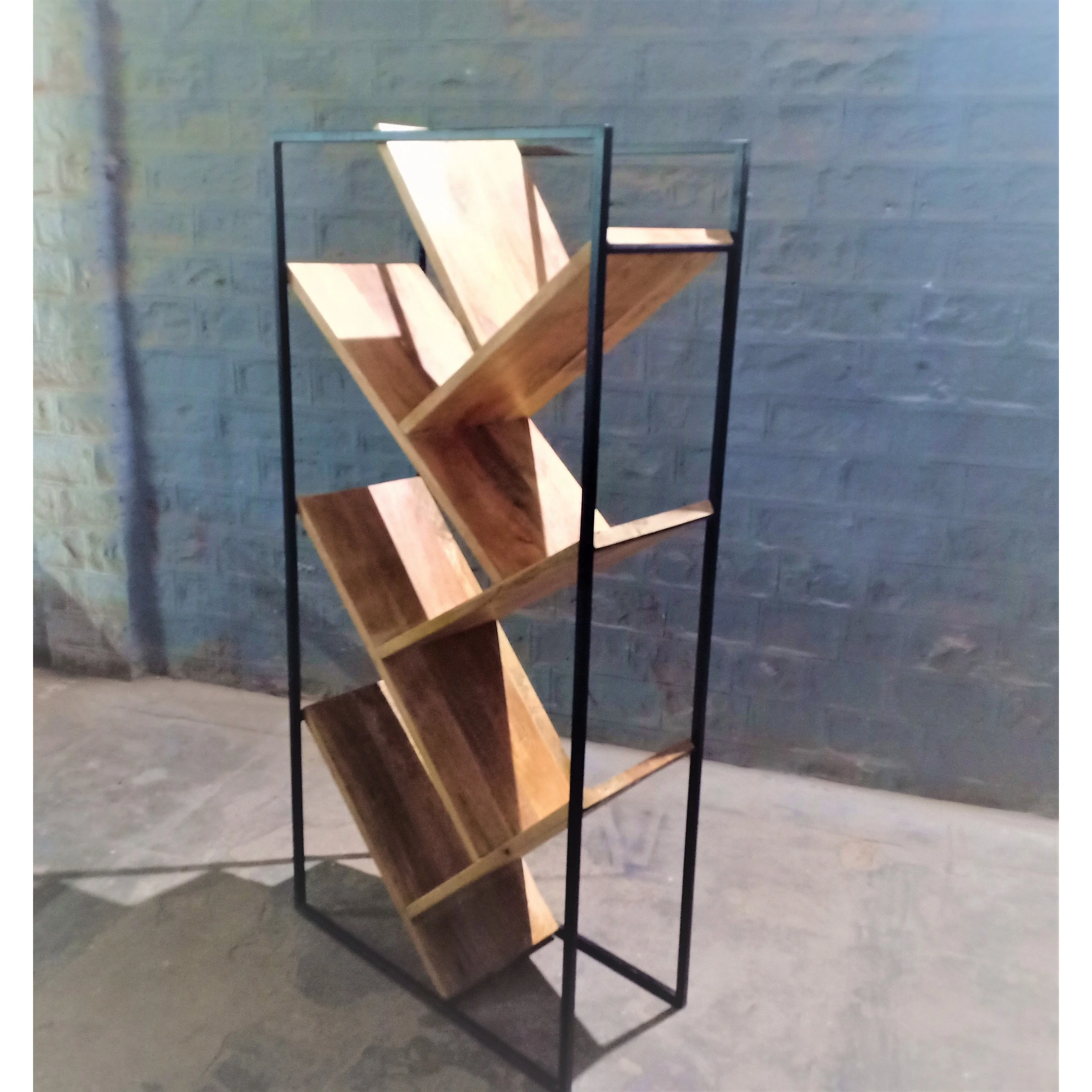 Antique Design Handmade Wood Bookshelf Industrial Style Home Furniture for Living Room