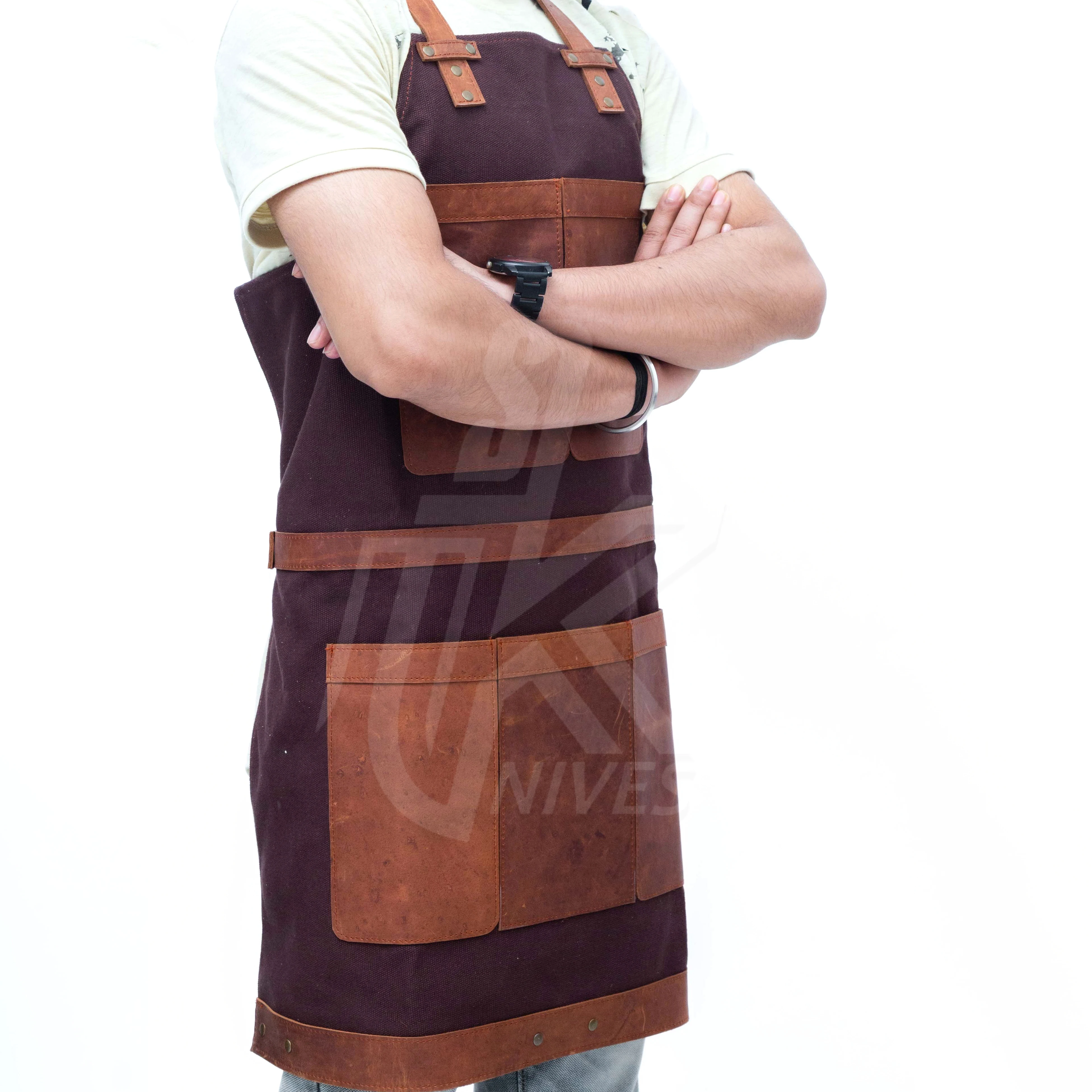 Кожаный дизайнерский фартук кожаный инструмент для сварки многофункциональный столярных работ с 3 карманами