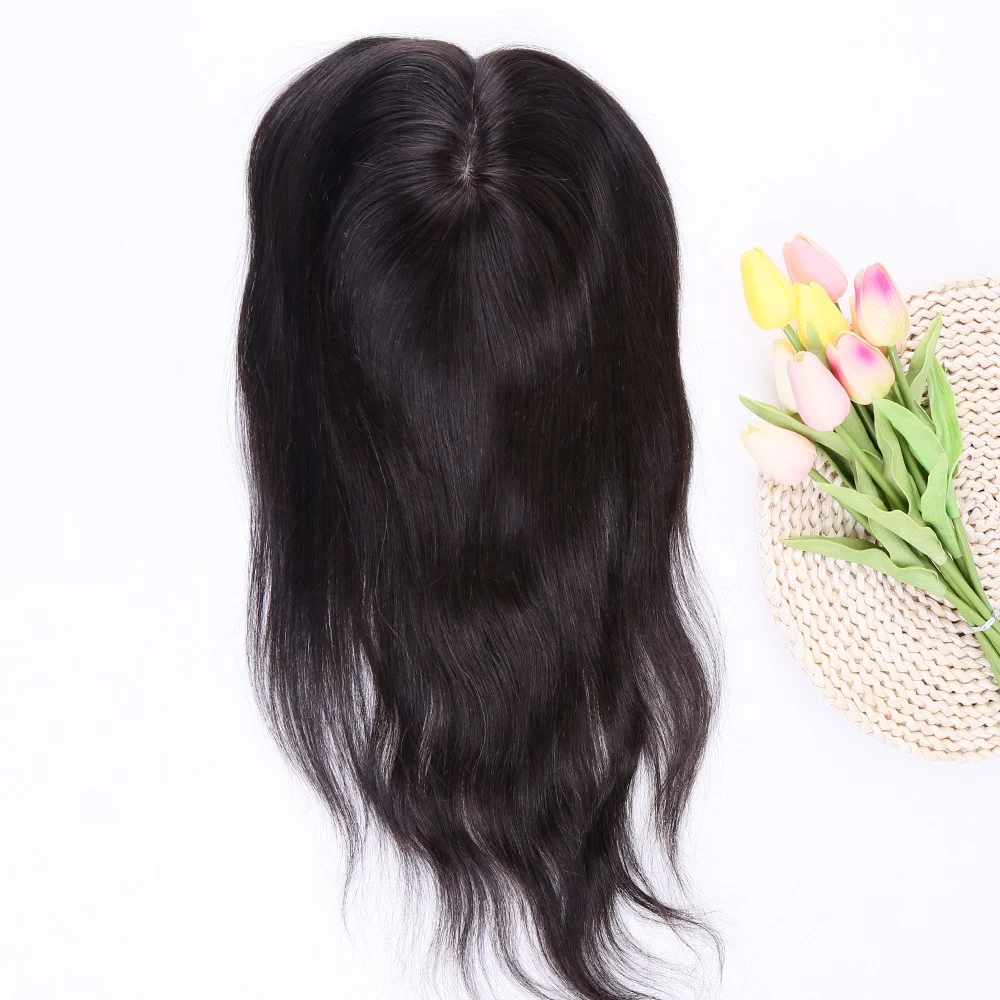Top quality European remy human Hair Toupee For Woman Silk Base PU around perimeter Hair Topper perimeter closures well top hair