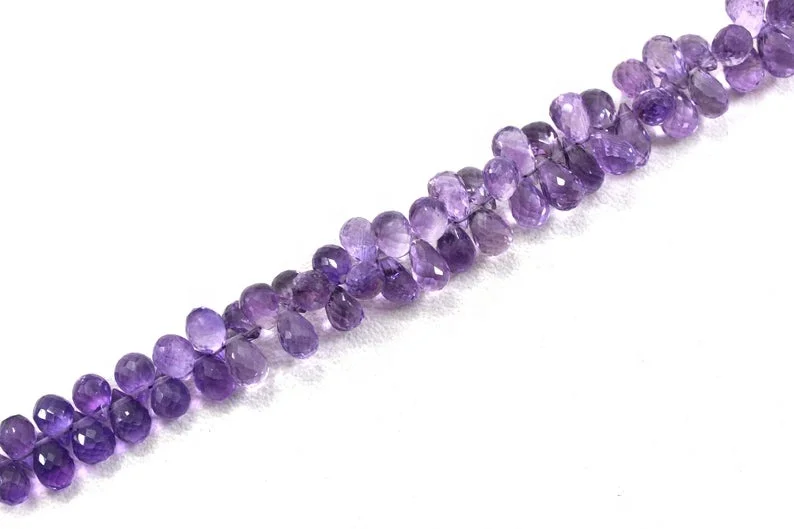 50 Piece Natural Pink Amethyst Gemstone Faceted Teardrop Shape Tiny Briolette Beads for Handmade Jewelry Making