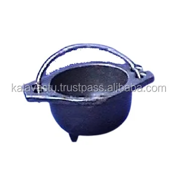 Black Color Iron Incense Resin Burner and Charcoal Burner Handmade Enamel Cast Iron Cauldron with Pentagram
