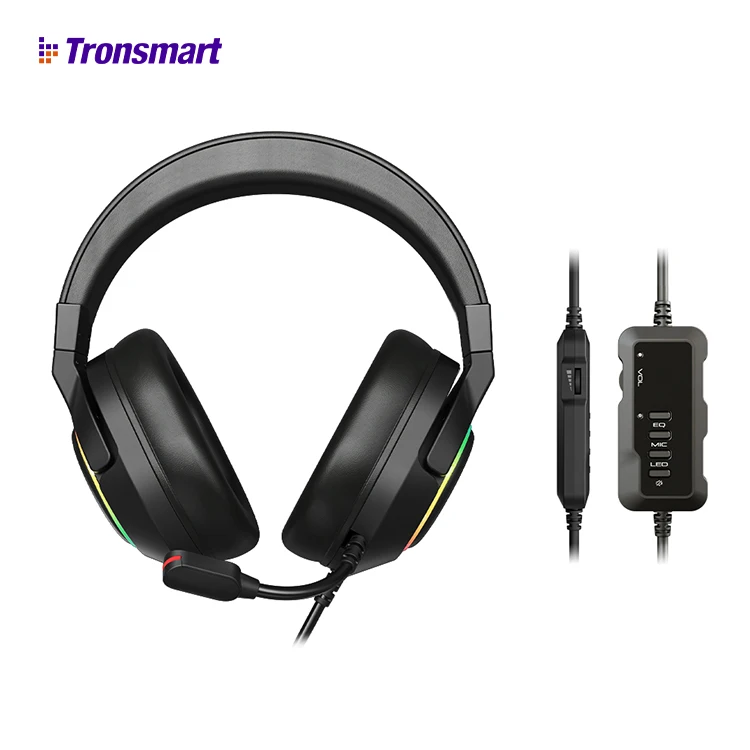 Tronsmart Sparkle Gaming Headphone with mic Virtual 7.1 Game Headset with RGB Lighting Standard USB Port Headset with EQ Mode