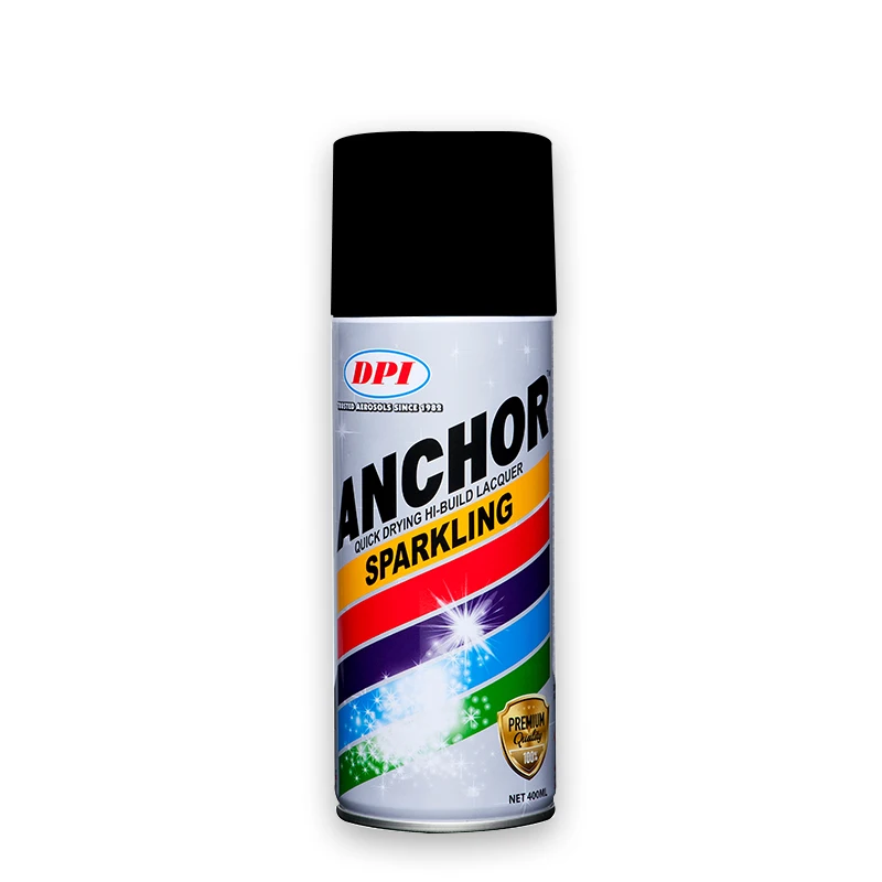 Высококачественная блестящая аэрозольная краска, черный блестящий металлик для различных подложек, работает на большинстве поверхностей
