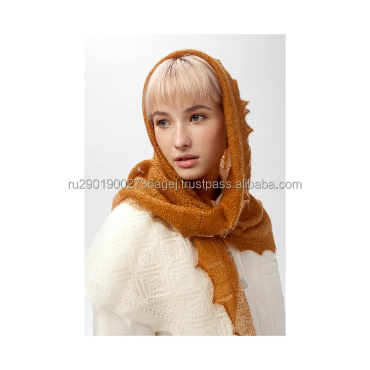 Great quality women knit shawls for winter season traditional folk crafts of Orenburg reliable supplier down knitwear