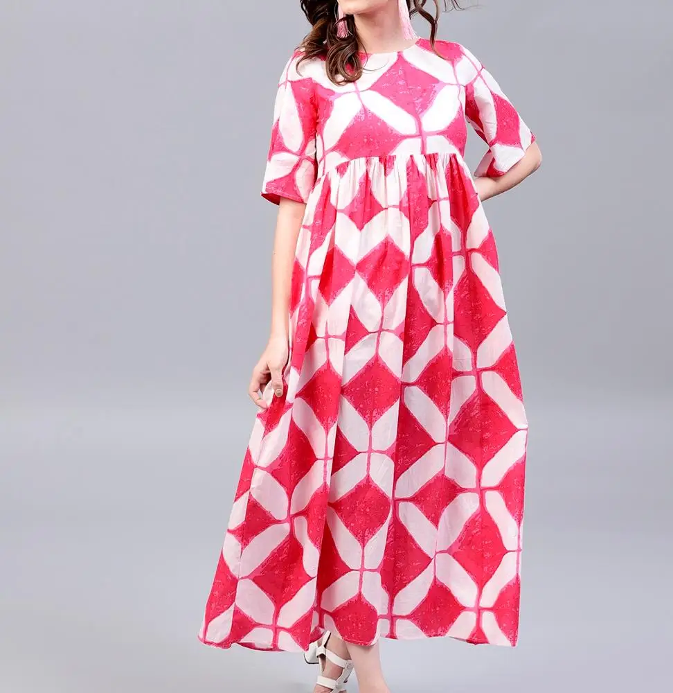 Wholesale New Arrival Lady Turn-down Collar Floral Printed Clothing Women Pleated Dresses