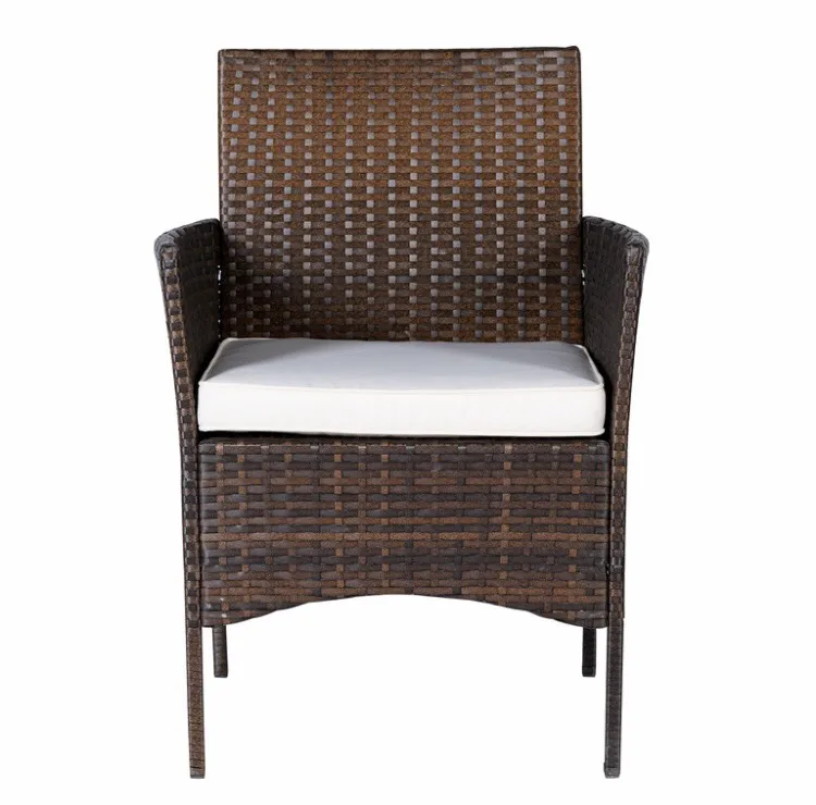 Outdoor Furniture Wicker Bistro Square 3 Pieces Coffee Table and Chair Set/  Garden Wicker Set for Cozy Time