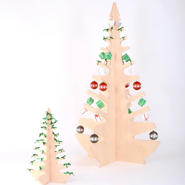 Hot Sales Interlocking Small Christmas Tree Wooden Jewelry Holder & Table Display for Retail Shops