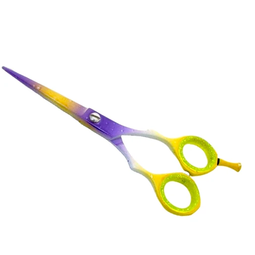 Professional Salon Shears Hair cutting Hairdressing Scissors Yellow Purple Color Coated Japanese Stainless Steel 420