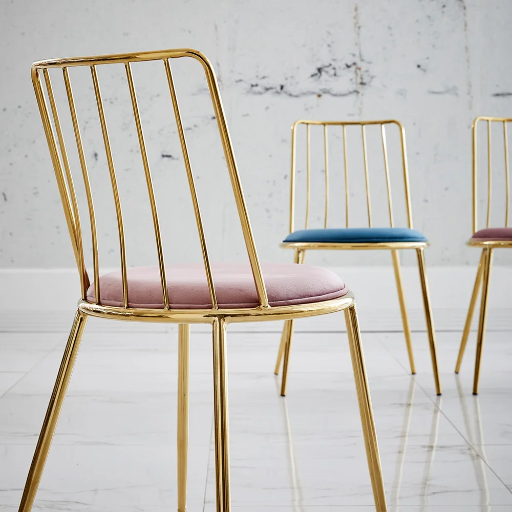 Gold Bar Stools Stackable Furniture Restaurant Hotel Pub Dining Counter High Chair Soft Velvet Bar Stools