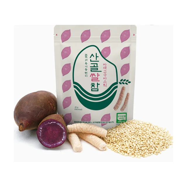 
Korean Baby Organic Snacks_EcoMom Mountain Village Baby Food_Sangol Rice Stick-Purple sweet potato 