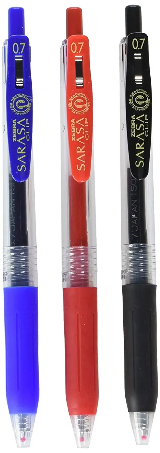 Zebra Sarasa Clip 0.7 Gel Ink Ballpoint pen 3 Color Set JJB15-3CA Made in Japan