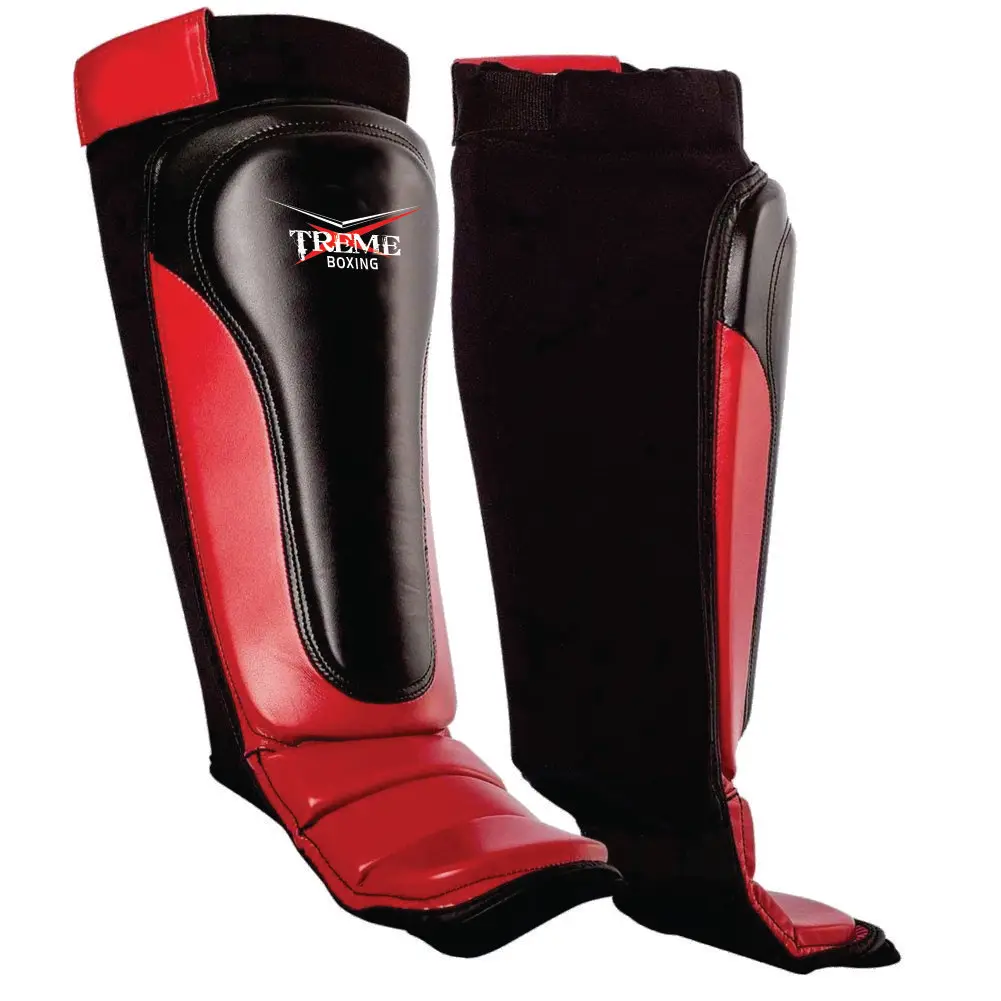 Lightweight High-Quality PU Leather Boxing Shin Guards Ankle Protector, MMA Muay Thai Training Leg Warmers Kicking Shin Pads